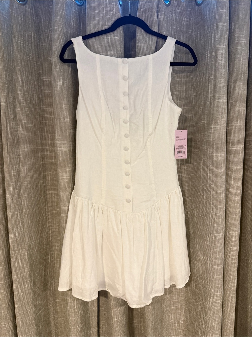 Wild Fable White Drop Waist, Button-Front Sundress